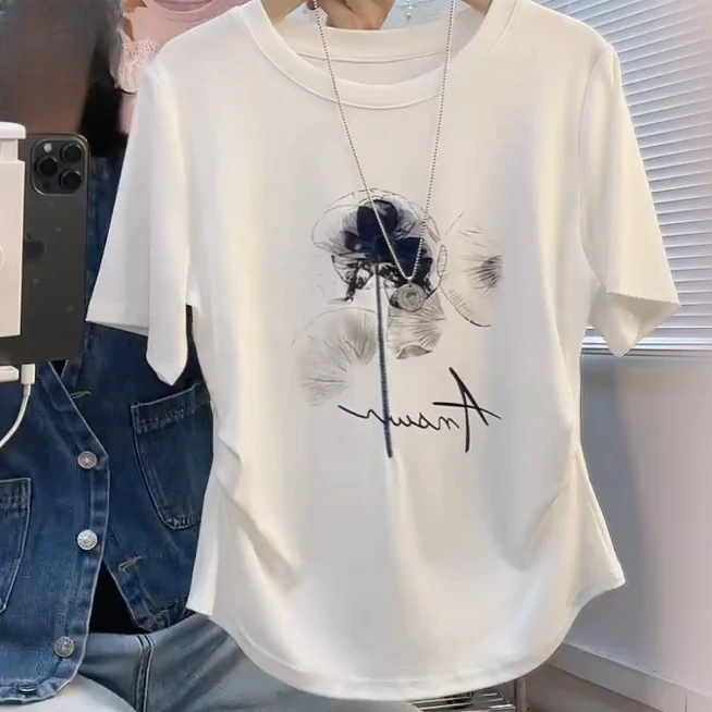 2025年夏季新款棉质休闲短袖T恤女