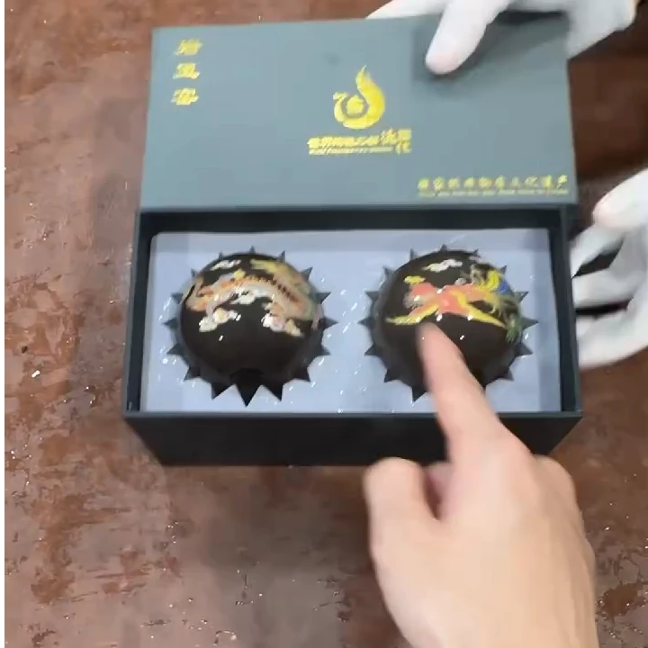 【闪购商品】黑泥紫砂龙凤呈祥变色对杯（无礼盒）