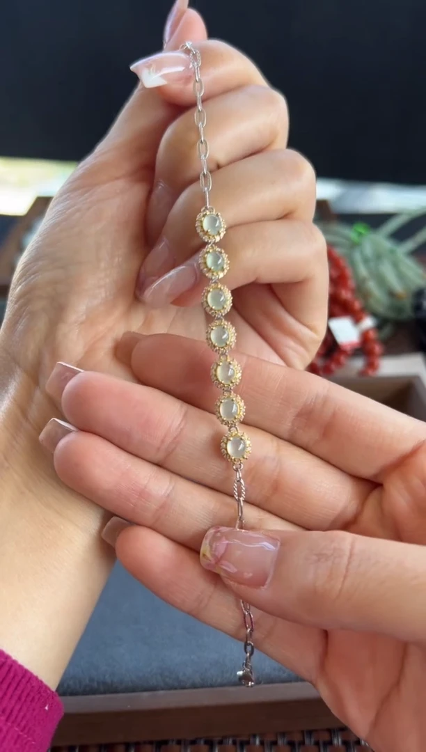 【闪购商品】翡翠手链银S925镶嵌308买断