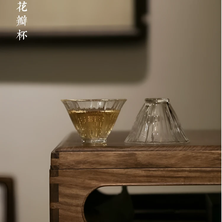 手工玻璃花瓣杯家用日式主人杯功夫茶具