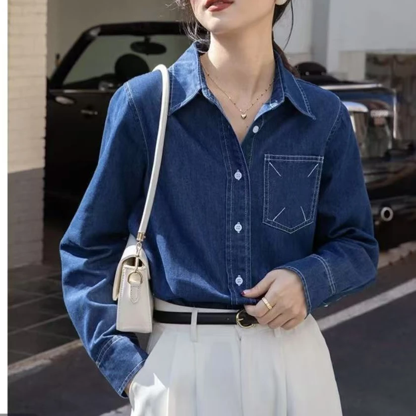 【版型正巨显瘦】牛仔春秋长袖休闲气质韩版马吉拉外套 17379-