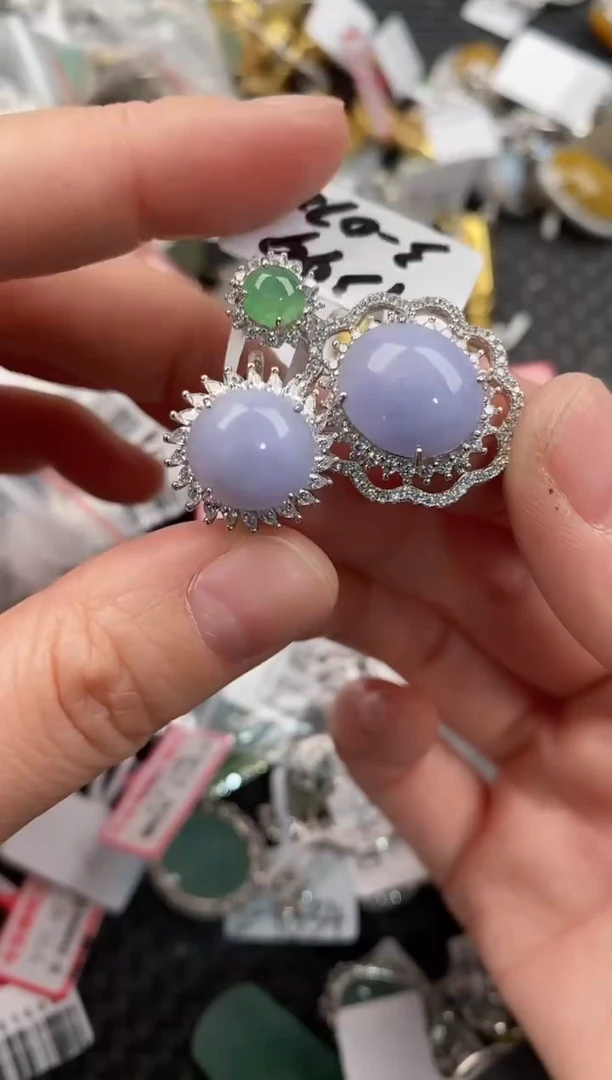 银S925镶嵌戒指翡翠222             10