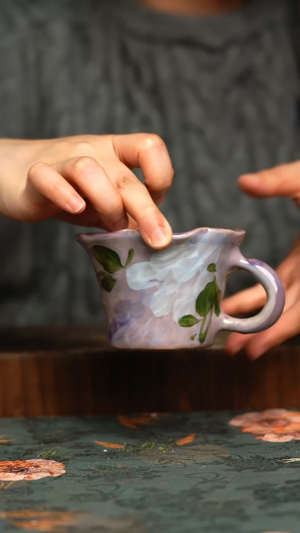 杯釉下彩手工手绘同款陶器