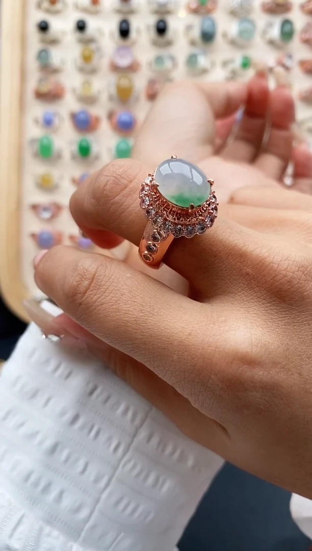 【闪购商品】翡翠戒指未镶嵌缅甸天然A货翡翠222  6+2