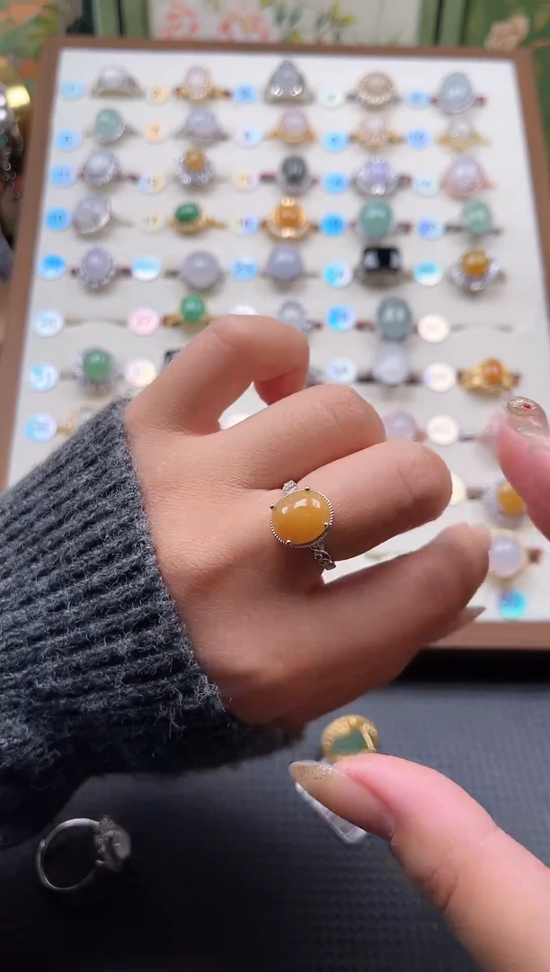 【闪购商品】翡翠戒指银S925镶嵌天然A货翡翠戒指