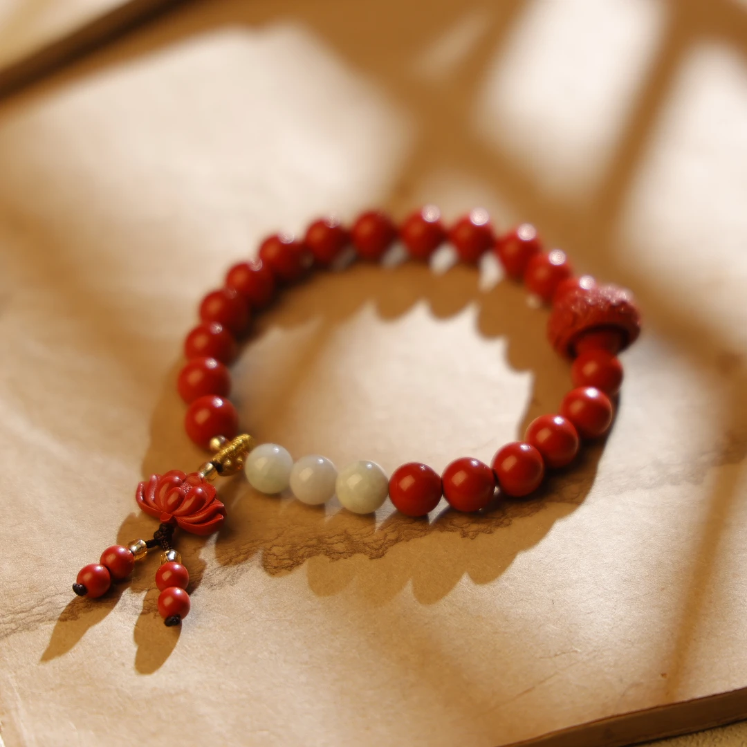 灵丹真朱 含辰砂工艺品M『豆包儿专属』【朱砂跑环六字箴言】手串8mm