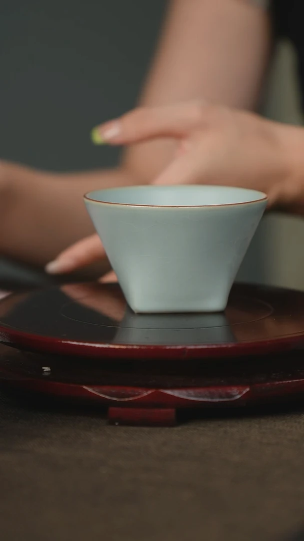 微瑕 天圆地方杯 汝瓷 主人杯