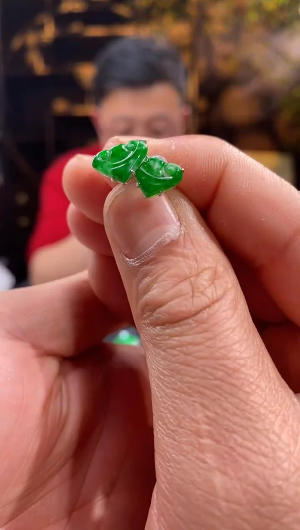 【闪购商品】翡翠耳饰18K金镶嵌kg0032-天然翡翠a货耳饰