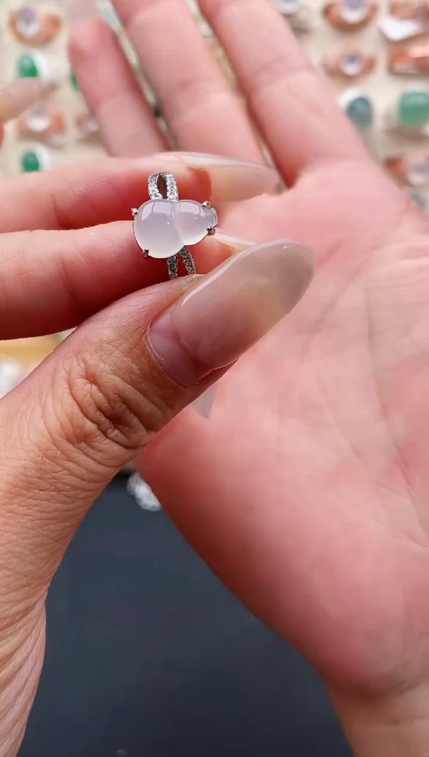 银S925镶嵌戒指翡翠缅甸天然A货翡翠22   9-2