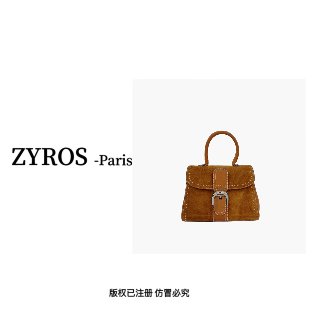 ZYROS/秋冬新款棕色轻奢流行时尚百搭手拎斜跨精致马蹄扣女包408