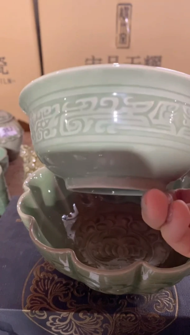 瓷片老货 瑕疵处理 兽面纹碗 一个