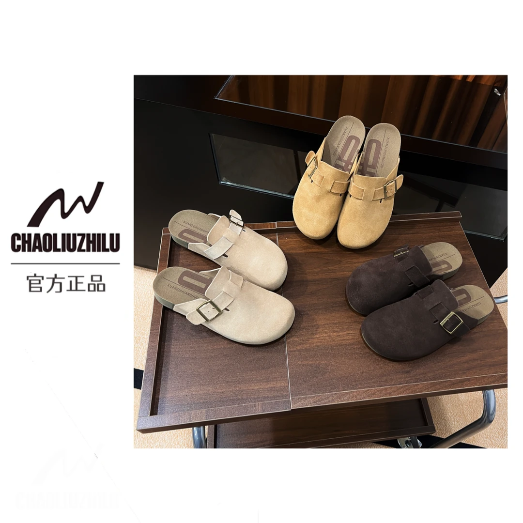 跟高3CM 勃肯鞋女真皮增高复古日系博肯懒人鞋2025早春百搭半托