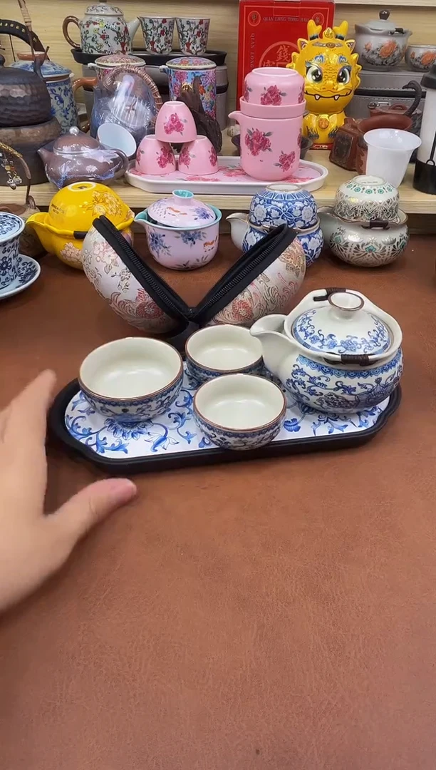 陶瓷茶具摆件旅行套组