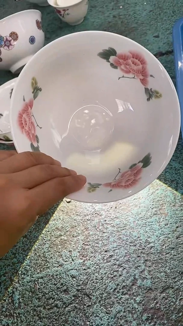 摆件芙蓉花内外绘6寸面碗 拍一发二