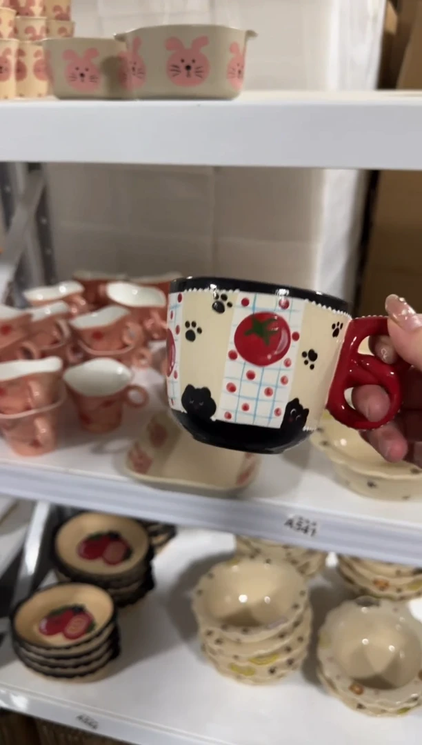 陶瓷番茄猫咪杯子【十里高温釉下彩陶瓷】