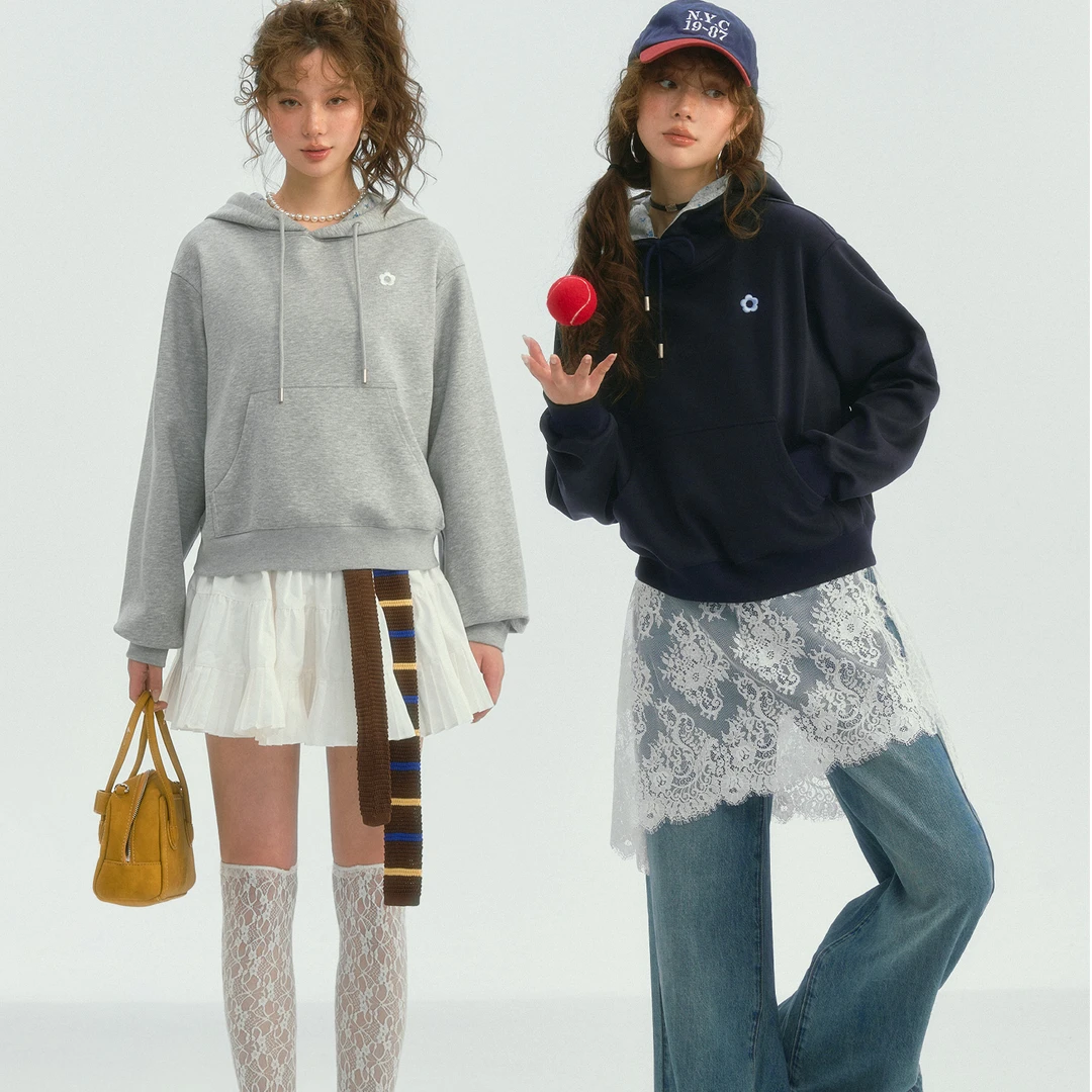 SOMESOWE撞色碎花连帽卫衣