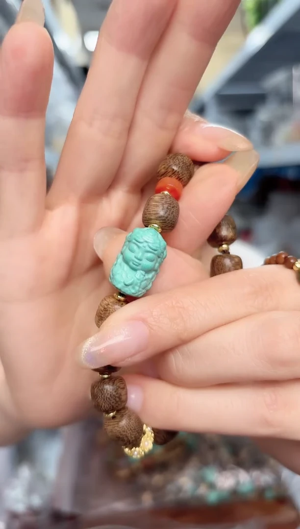 木香香木DIY绿度母单圈手串