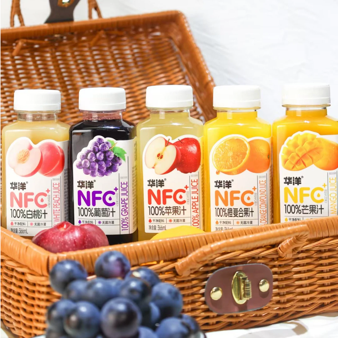 华洋100％果汁汁人气新品配料表只有果汁无菌冷灌366ml*6瓶