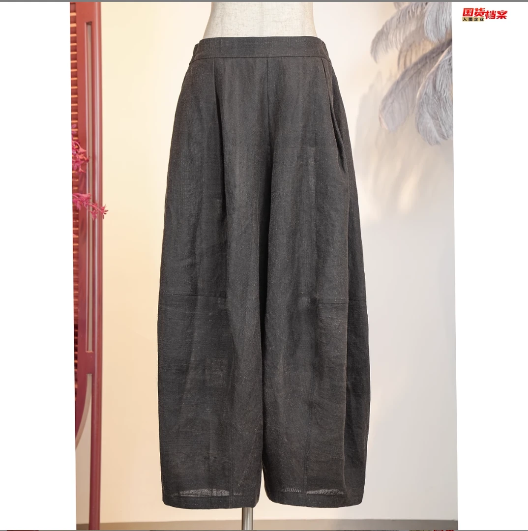 【万象有衣】香云纱-亚麻-香云麻原创设计师灯笼裤-7423
