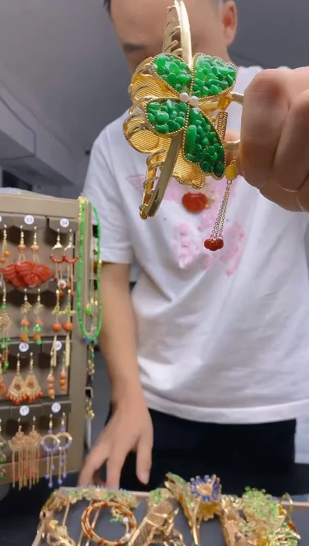 【闪购商品】翡翠耳饰合金0278翡翠发簪