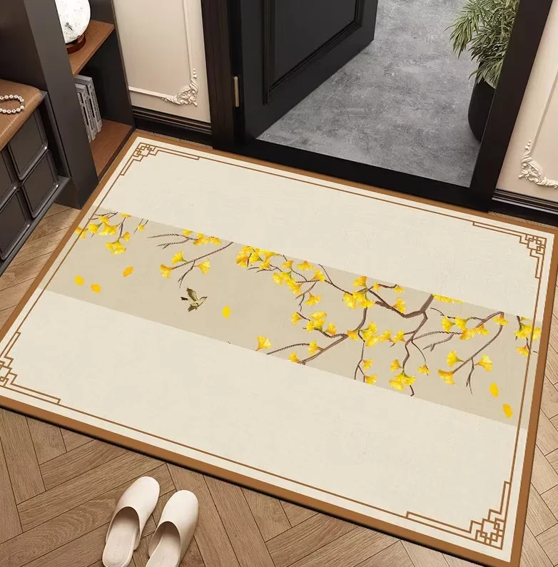 新中式入户门地垫防滑耐脏可定制用于门口玄关客厅浴室