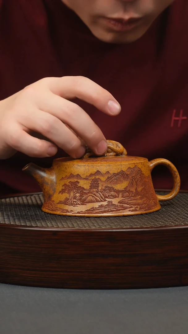 【闪购商品】紫砂茶壶龙骨金砂卧虎藏龙柱瓢