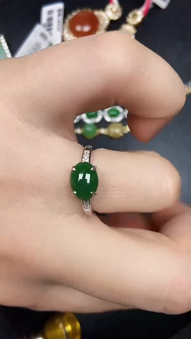 银S925镶嵌戒指翡翠5400