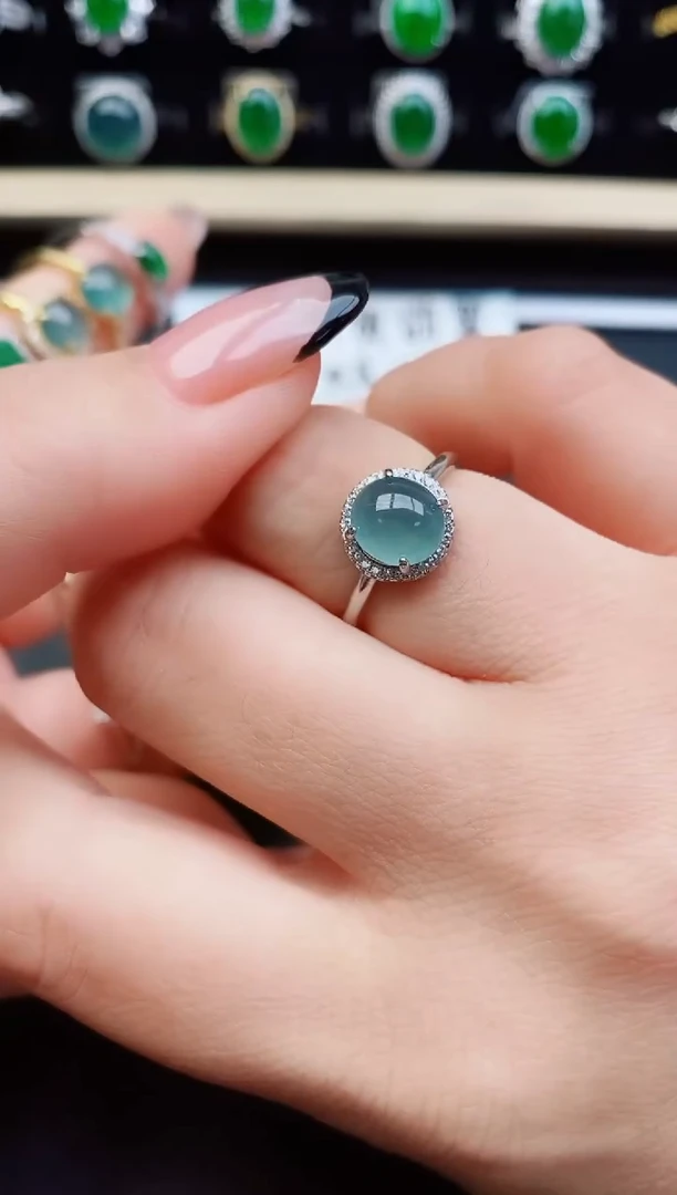 翡翠戒指银S925镶嵌508050