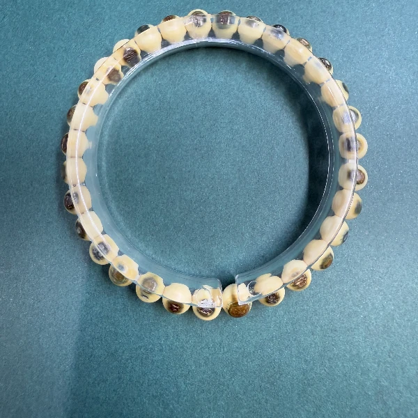 K3245天然猛犸牙蓝眼手串 支持鉴定 假一罚四