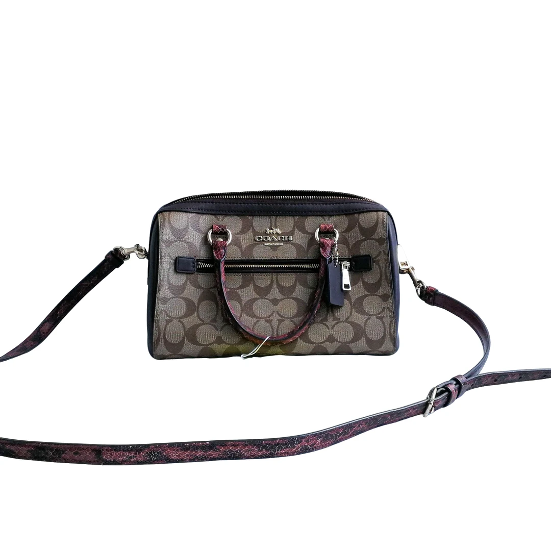 95新 COACH/蔻驰 coach  棕老花波士顿包  021710