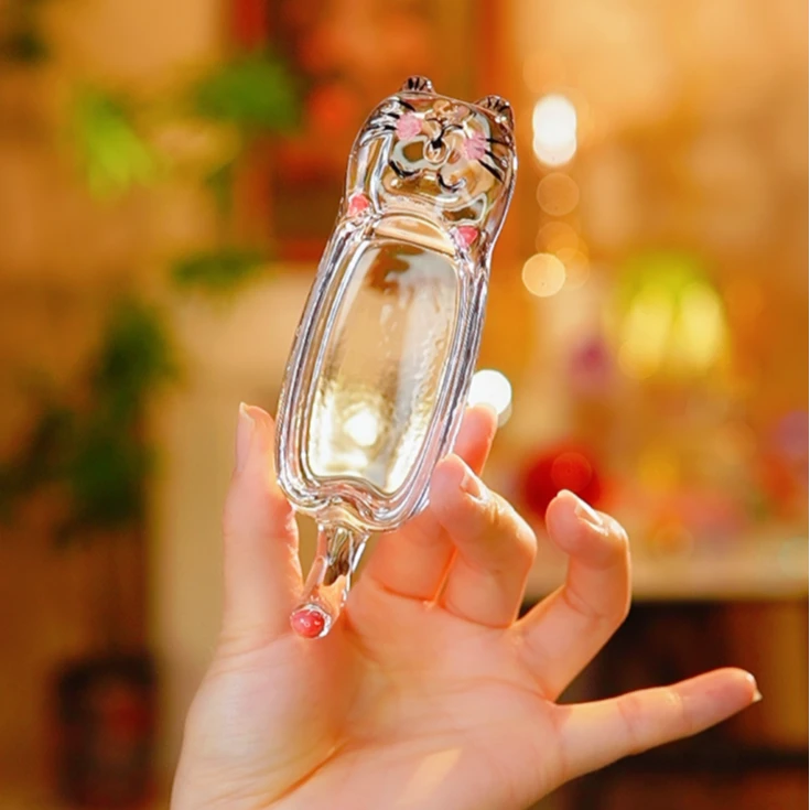 水晶玻璃酱油碟醋碟家用小猫蘸料盘筷子托