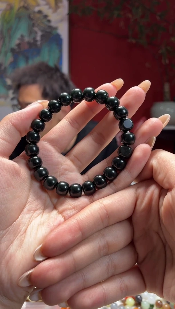 未镶嵌手串和田玉小*黑青9-10老