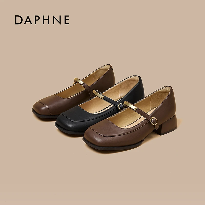 达芙妮女鞋2025春季新款高贵减龄爆款真皮大气百搭舒适玛丽珍鞋