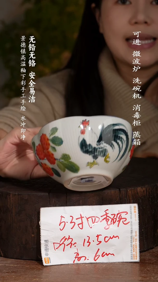 碗陶瓷景德镇高温瓷釉下彩手绘陶瓷