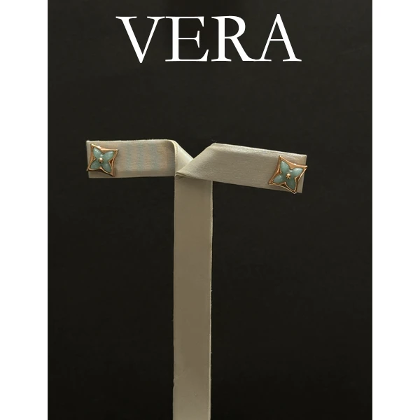 铜合金耳饰  CNC精工 VERA1003幸运耳环轻奢简约耳钉高级气质百搭