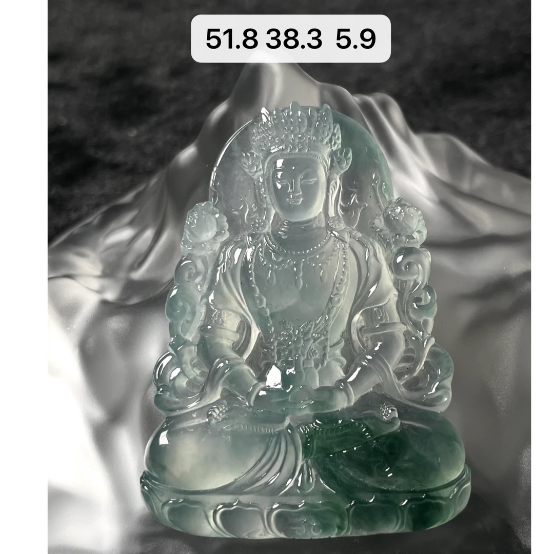 天然a货缅甸翡翠飘彩度母吊坠