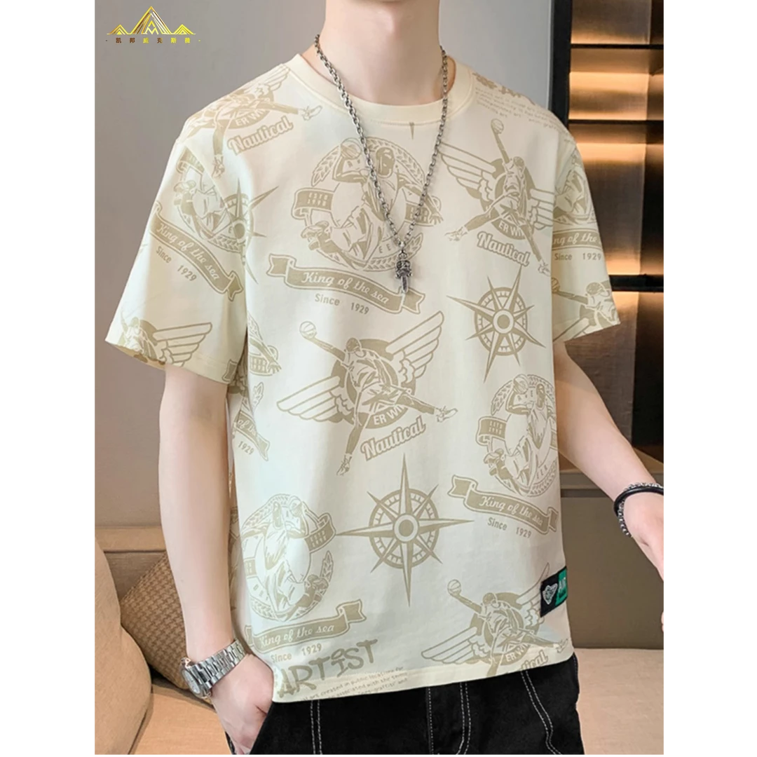 凯邦威2025新款夏季男士短袖t恤纯棉潮牌加肥大码男装宽松男款