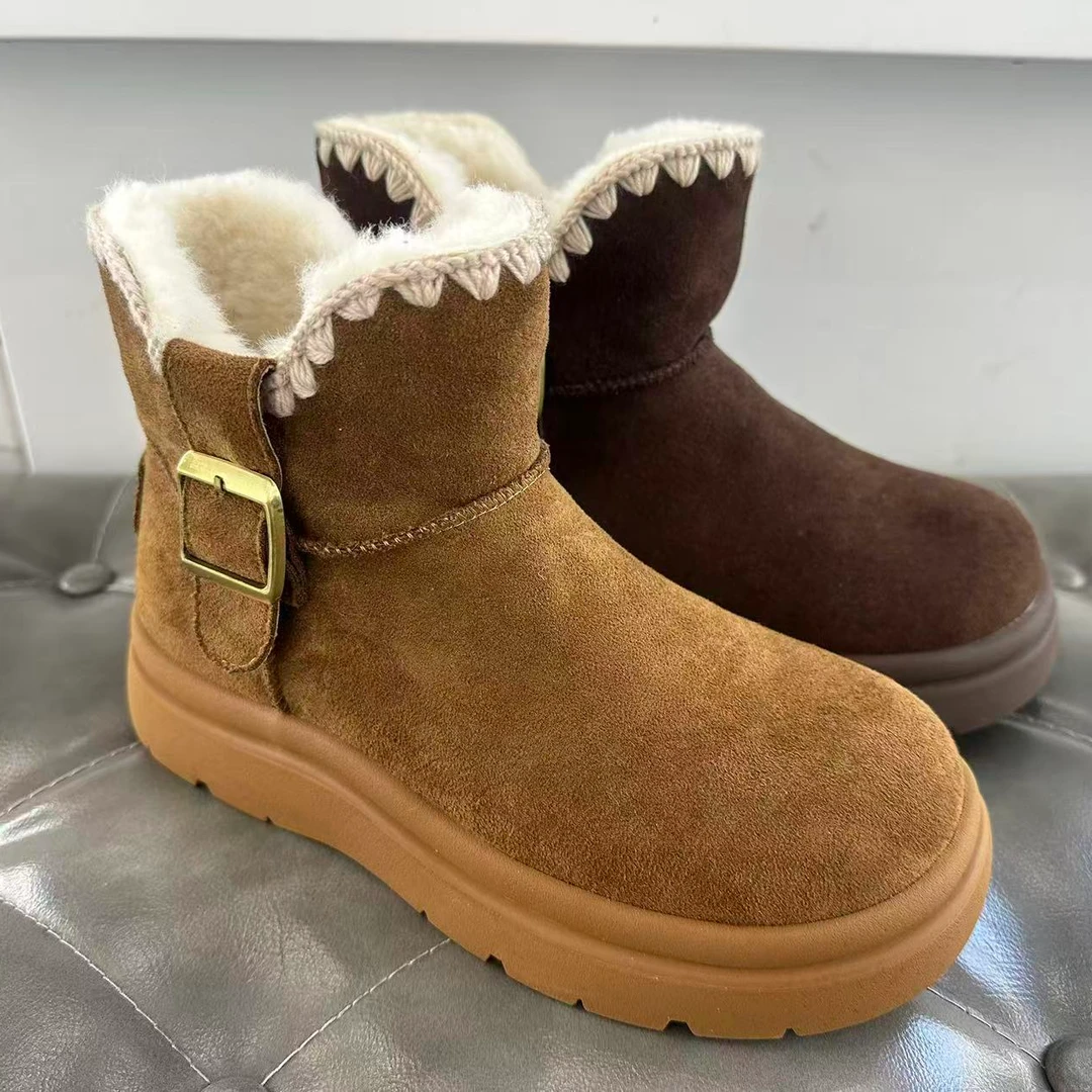 米诗思中筒套筒冬季保暖休闲短靴时尚雪地靴软底