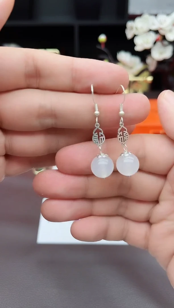 玛瑙/玉髓耳饰银S925镶嵌522000