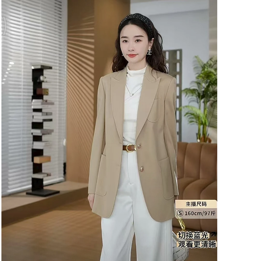 HELAAOMI “四面弹西装”定制工艺面料金属扣精致小领廓型西装外套