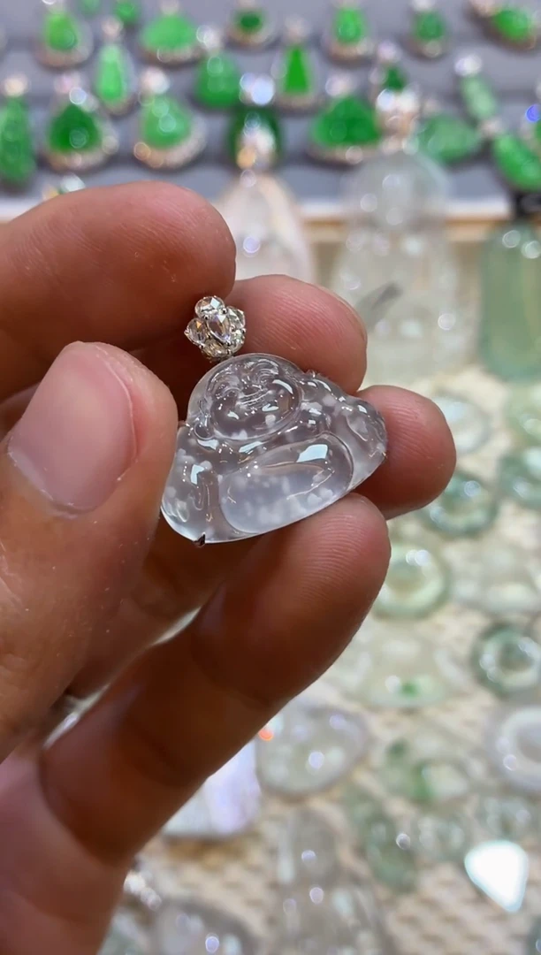 吊坠(不含链)18K金镶嵌翡翠佛公