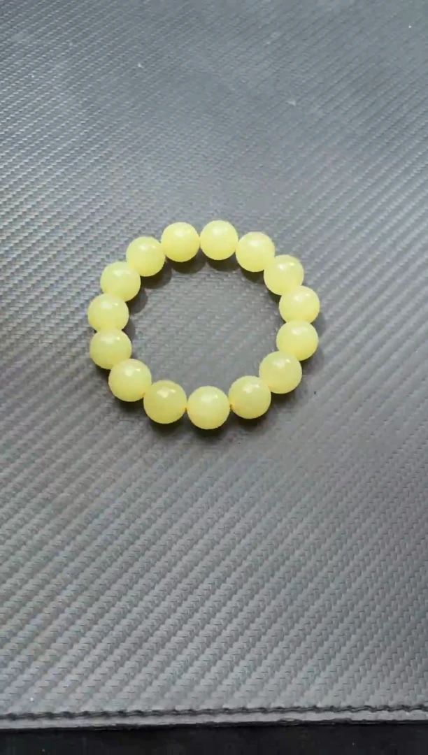 未镶嵌手链和田玉（黄玉）若羌卡14手串微色差