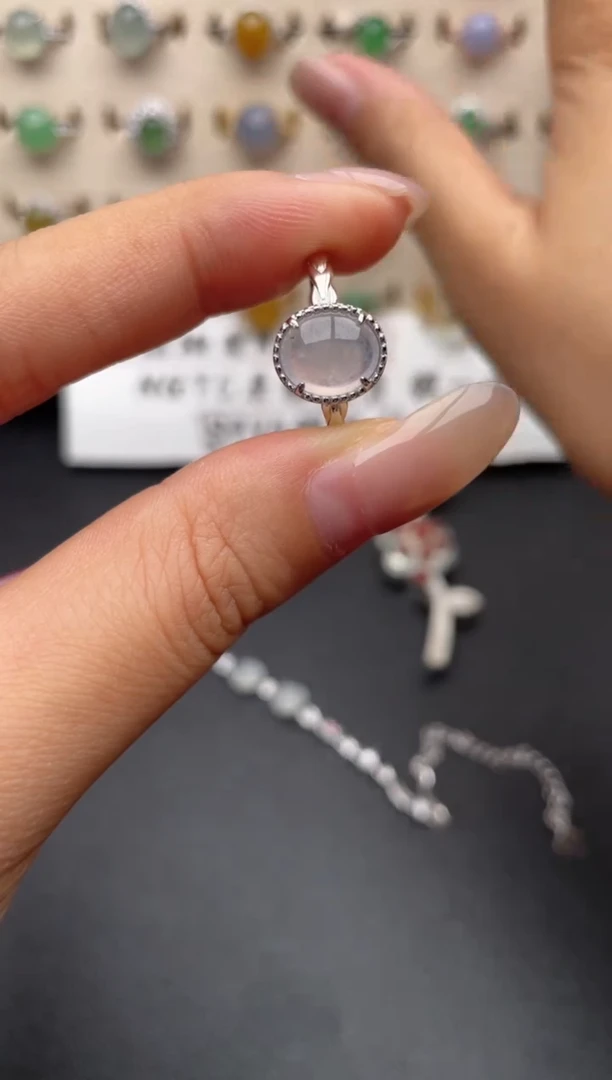 银S925镶嵌戒指翡翠一物一证一礼盒