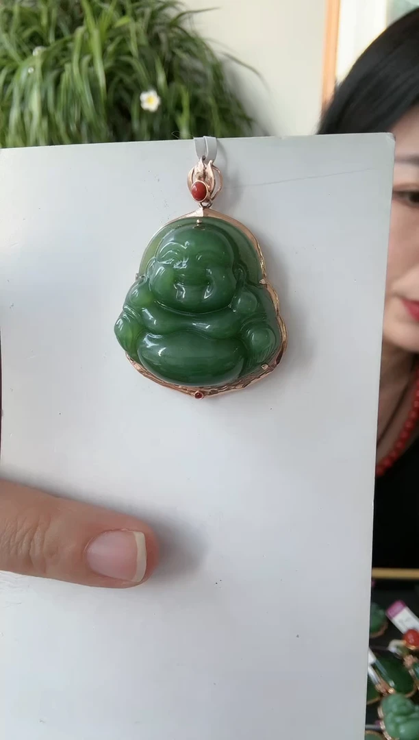 【闪购商品】和田玉Q18K金镶嵌佛公