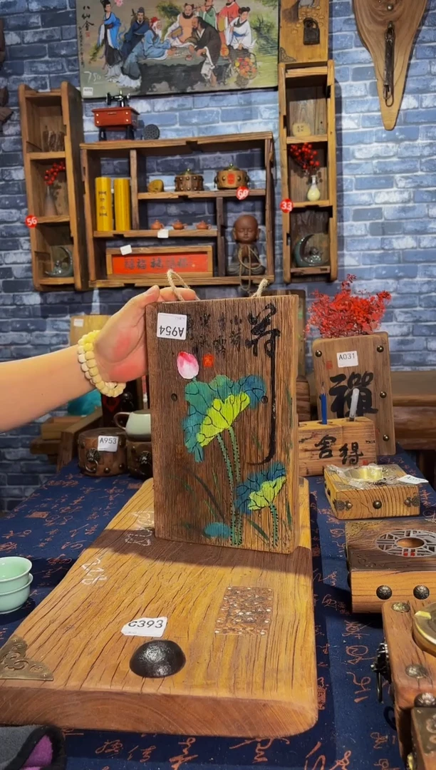 风化老门板丙烯画挂画