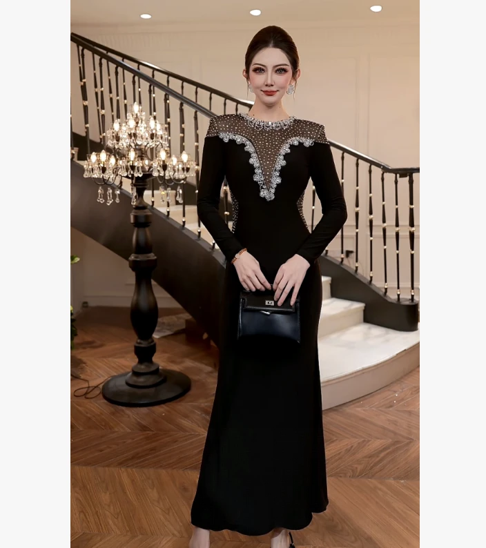 【FUNANI】法式晚宴礼服裙轻奢高级原创设计2025秋冬连衣裙X2531028