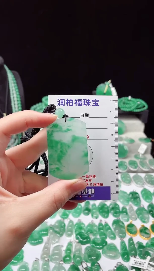 吊坠(不含链)未镶嵌石英质玉（非洲翠）8.80无事牌