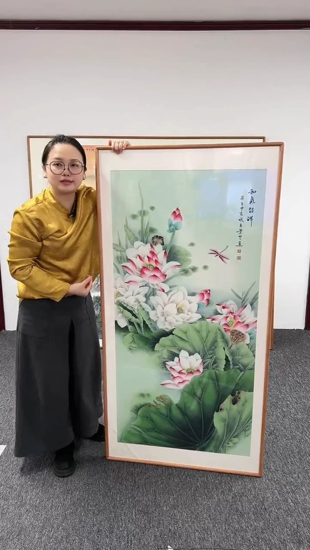 【闪购商品】国画工笔荷花（竖版）153*76陈景芝