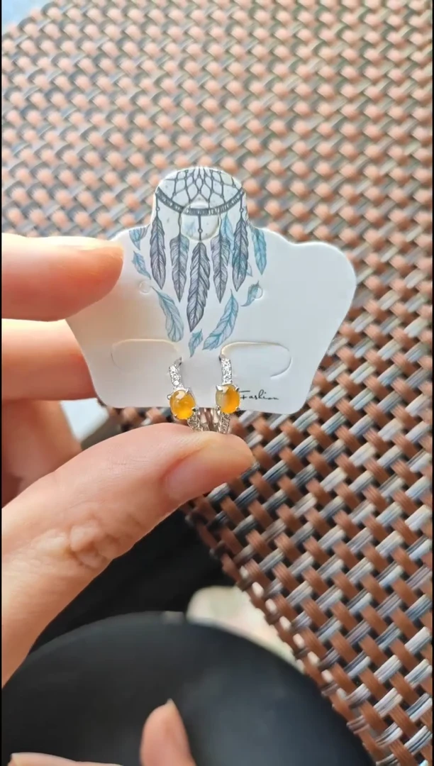 【闪购商品】翡翠耳饰银S925镶嵌翡翠耳饰S925银镶嵌