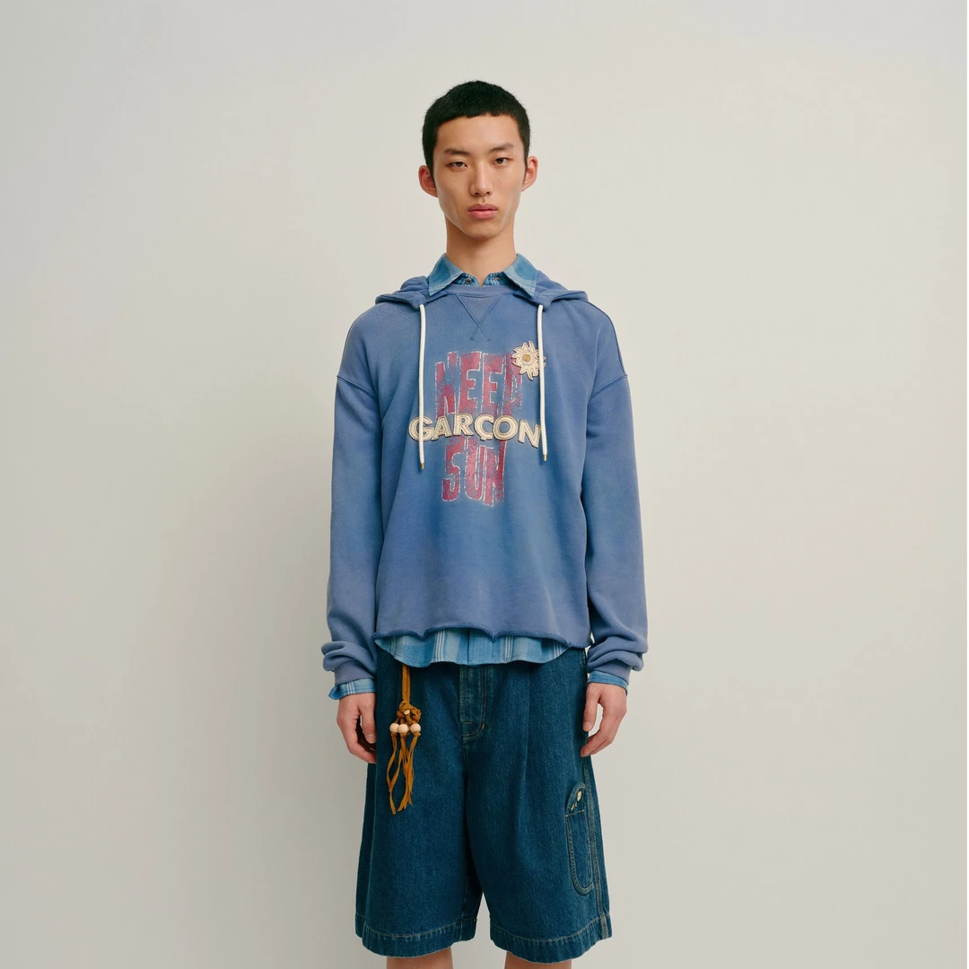 【GARCON】25早春GC25SS086  NEED SUN水洗做旧贴布绣logo卫衣